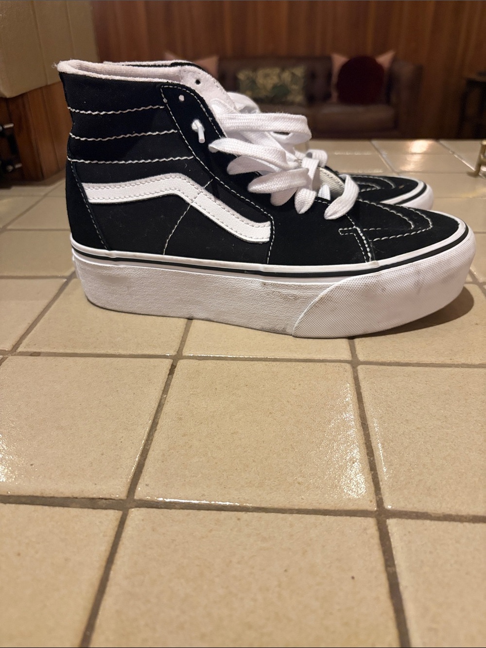 Vans Black and White High-Top Platform Sneakers - Picture 3 of 5
